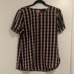 J. Crew Geometric Patterned Brown and Pink Women's Top